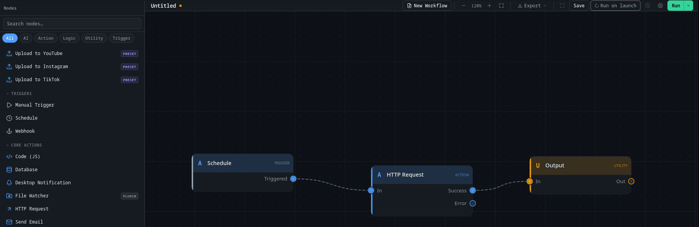 Schedule swapped in for Manual Trigger, not yet configured